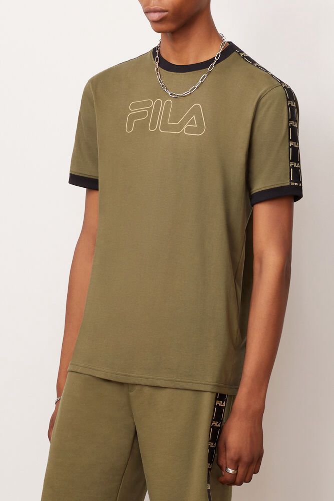 Fila T-Shirt Thebe Mens Olive - India VSC-478261